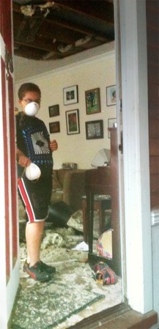 Fallen living room ceiling